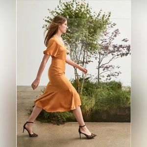 Banana Republic mustard midi dress